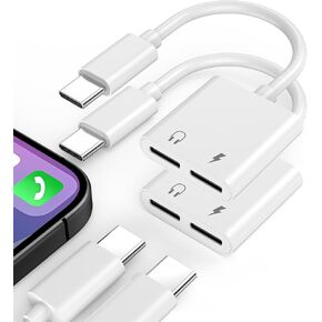 2 Pack USB C إلى 3.5 ملم محول شاحن مقبس سماعة الرأس ، [Apple MFI Certified] 2 في 1 من النوع C إلى سلك كابل Dongle Aux مع شحن سريع PD متوافق مع iPhone 16/15 Pro Max ، Galaxy S24/S23ULTRA ، PIXEL
