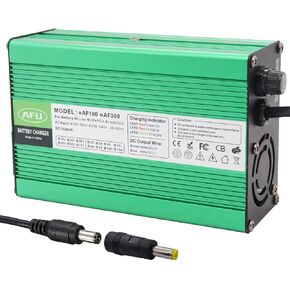 42V 5A Li-ion Charger for 10S 36V Li-ion Battery 42V Silver Aluminum Case Charger with Cooling Fan Output DC 5.5 x 2.5mm/5.5 x 2.1mm Plug
