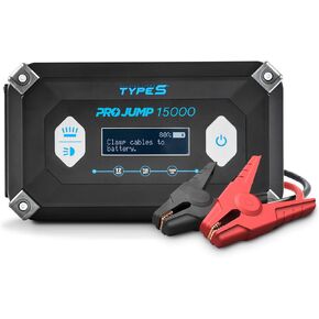 Type S 2500A Car Battery Jump Starter Portable Charger Power Bank, Laptop Power Bank Projump 26000 mAh, 12V 9L Gas 6L Diesel, LCD Display Guide, USB-C & USB-A, LED Flashlight, UL Listed