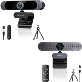 DEPSTECH 4K Webcam, DW49 Pro Ultra HD 1/2.55'' Sony Sensor, 3X Digital Zoom and DW50 4K Webcam with Remote Control