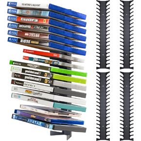 Funturbo Video Game Storage Wall Mount Game Case Holder, Metal Wall Mounted Media Storage Shelves for PS, Xbox, Switch Game Organizer (4-Pack)