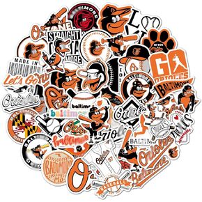 50 PCS of American Baseball Baltimore Stickers for Water Bottle, Laptop, Computer, Notebook, Motorcycle, Travel Case, Bicycle, Bike, Car Decal Decoration Sticker