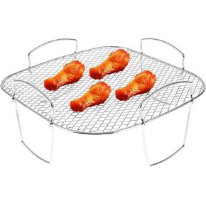 8 Inch Air Fryer Rack Square Stainless Steel Air Fryer Accessories Air Fryers Basket Tray Multi-Purpose Grilling Toast Racks Sturdy Airfryer Rack Dishwasher Safe for Baking