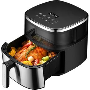 ASZ Digital Air Fryer 6qt with Window Up - 6 QT Big Airfryer 6-in-1 Presets Preheat Airfry Reheat Bake Roist Broil 400°F Airfrier 85% Oil Less,Nonstick Dishwasher-Safe Parts, Automatic Shutoff