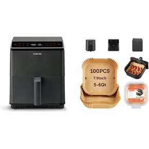 COSORI Pro III Air Fryer Dual Blaze, 6.8-Quart, Precise Temps Prevent Overcooking & COSORI Air Fryer Disposable Paper Liners, Non-Stick,7.9 inch for 5 to 6 QT Basket, 100 PCS
