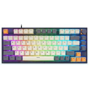 BOYI GK75 Pro Tri-Mode Hot Swap Mechanical Keyboard with Knob,Wireless TKL 75% RGB Customizable Backlit Gaming Keyboard,Bluetooth/2.4G/Wired for Gamers (Skyloong Red Switch,Promrose-Yellow Theme)