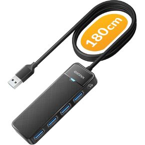 iDsonix USB3.0 Hub 4-Port USB Splitter Ultra-Slim Multiport Extender for Desktop, Laptop, Xbox, Flash Drive, HDD, Console, Printer, PC, Keyboards, Mouse[Charging Not Supported](6ft Cable)