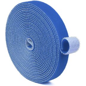 TNP Hook and Loop Tape Strap Cable Ties Fastener (Blue) (15 Feet) - Sticky Self Adhesive Nylon Fabric Roll Wrap 0.75" Wide 5 Yards Reusable for Cutting Custom Length Cord Wire Fastening in Kuwait