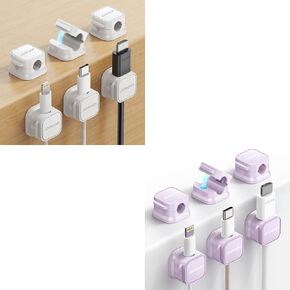 12 Pack Magnetic Cord Holder, Cord Organizer Cable Clip for Desk Management, JOYROOM Smooth Adjustable Cable Clip, Wire Holder Keeper Organizer for Home Office Desk Phone Car Wall Desktop Nightstand
