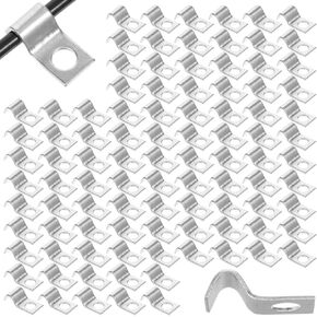 200 Pcs Zinc Plated Steel Cable Clips for Wire Management, Cable Wire Screw Clips for Pipe Or Cable Fixing, Outdoor Cord Clips for Wires On Wall, One Hole Pipe Strap, Wire Mounting Clips, Sliver