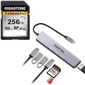 [SD/microSD Card Reader] GIGASTONE 7-in-1 USB C Hub 4K HDMI PD 100W Thunderbolt Docking Station