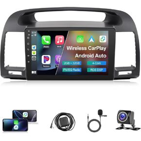 Android Radio for 2002 2003 2004 2005 2006 Toyota Camry Wireless CarPlay Android Auto,9inch IPS Touch Screen for Camry Car Stereo GPS Navi Bluetooth FM 5G WiFi SWC Split Screen (Fit J.B.L& Big Screen)