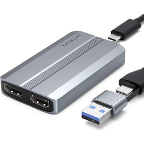 بطاقة الالتقاط فيديو Lemorele USB C إلى Dual HDMI 4K 1080P 30Hz ، بطاقة التقاط HDMI مع USB مسجل فيديو قابل للتعديل ، محول قابل للتعديل ، ومسجل فيديو مباشر للنظام التشغيل Windows ، ومؤتمر الألعاب MAC ، إلخ