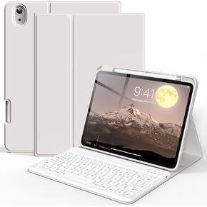 JKSML for iPad A16 11th/10th Generation Case with Bluetooth Keyboard (Fast Pairing) and Right Side Pencil Holder, Soft Silicone Back Cover, Keyboard Case for 11 inch iPad11/10.9 inch iPad10, Pink