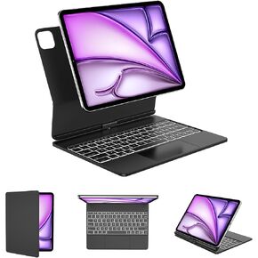 KVAGO Keyboard Case for iPad Air 11-inch (M3 2025 / M2 2024) & iPad Pro 11 (4th/3rd/2nd/1st Gen) & iPad Air 5th &4th Gen, Magic-Stand, Precision Multi-Touch Trackpad, 7 Colors Backlight, Pink