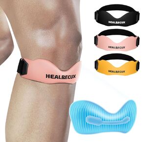 Silicone Patellar Tendon Support Strap, Adjustable Non-Slip Patella Band Stabilizer Knee Brace for Jumpers Knee, Tendonitis, Basketball, Volleyball, Squats, Black