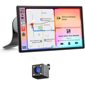 9" CarPlay Screen for Car with Apple CarPlay & Android Auto, Portrait & Landscape Mode, Touchscreen & Backup Camera, GPS Navigation/Voice Control/OTA/Bluetooth/AUX/FM
