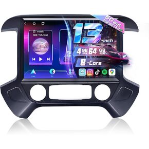 13.1 Inch 8 Core Car Radio for Chevy Silverado GMC Sierra 2014-2018 5Ghz WiFi IPS Touch Screen Silverado Stereo Wireless CarPlay Android Auto BT GPS FM/RDS Backup Camera MIC 4+64G,Black