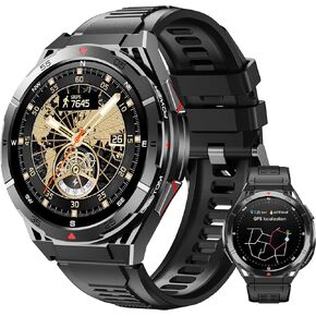 OUKITEL Smart Watch for Men GPS Watch, 1.43" AMOLED Display, 5ATM Waterproof Military Watch, 150+ Sport Modes, Fitness Activity Tracke with Compass Pedometer Sleep Monitor Heart Rate, for Android iOS