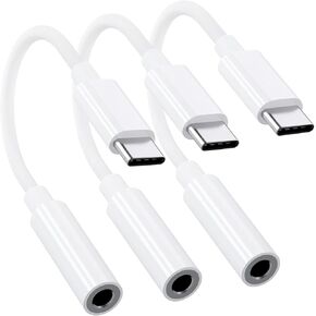USB-C to 3.5mm Headphone Jack Adapter, Hi-Fi Digital Audio Converter with Built-in DAC, Type C Aux Audio Dongle Cable Compatible with iPhone 15 16/Pro/Plus, iPad Pro, Samsung Galaxy S23, Pixel, 3Pack