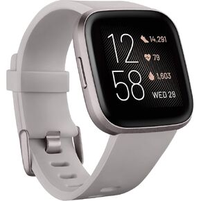 Fitbit Versa 2 Health & Fitness Smartwatch with Heart Rate, Music, Alexa Built-in, Sleep & Swim Tracking, Stone/Mist Grey, One S (Renewed)