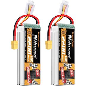 4S Lipo Battery 14.8V 2200mAh RC Battery Soft Case 100C with XT60 Plug for FPV Drone RC Quadcopter Helicopter Airplane Car Truck Boat RC Models (2 Pack)
