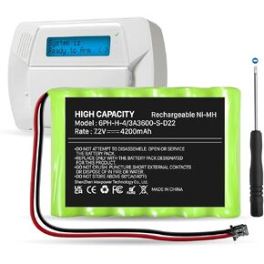 Upgraded Replacement Battery for ADT DSC IMPASSA 9057 SCW9055 SCW9057 BH7236-SS 17000145 17000152 Wireless Home Security System Alarm Control Panel DSC 6PH-H-4/3A3600-S-D22