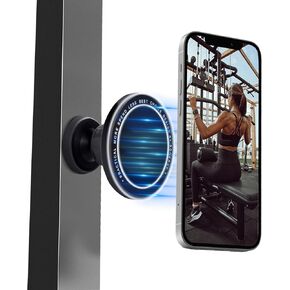 Magnetic Phone Holder for Gym – 360° Rotating Gym Phone Mount Holder for MagSafe, Dual Magnetic Cell Phone Holder Compatible with iPhone 16 15 14 13 12 Series Portable Gym Accessories