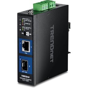 TrendNet Industrial 10G SFP+ Media Converter ، TI-F711SFP ، درجات الحرارة المتطرفة IP50 ، فاصل Ethernet ، متضمنة في الحائط ، NDAA TAA المتوافقة مع الاستخدام الحكومي