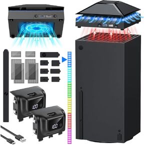 YUANHOT LED Display Xbox Series X/S Rechargeable Battery Pack with Dust Cover Cooling Fan for Xbox Series X