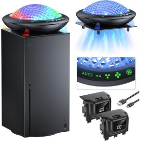 YUANHOT LED Display Xbox Series X/S Rechargeable Battery Pack with UFO Auto Mode Cooling Fan for Xbox Series X