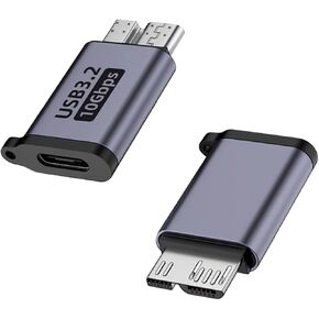 Danfetsoy 10Gbps Micro B to USB C Adapter, USB Type c Female to Micro B Male Converter Adapter for External Hard Drives, S5, Phone, Laptop (2 Pack)