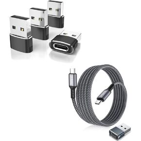 Elebase 4 Pack USB to USB C Adapter and USB Type C to C 100W Cable 10FT with USB Adapter for Apple Watch Ultra iWatch 8 7,iPhone 15 14 13 12 Pro Max Plus,Airpods,iPad 9 10 Air 5 Mini 6,Car
