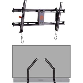 ECHOGEAR Tilting TV Wall Mount & Sound Bar Mounting Brackets - Low Profile TV Mount & Height Adjustable Speaker Stand