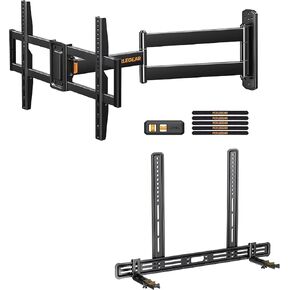 Perlegear Corner TV Wall Mount Long Arm TV Mount Bracket for 32-75 Inch TVs PGLF18, Soundbar Mount with Holes/Without Holes up to 13.2 lbs PGSM03B