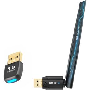 Newest Mini USB Bluetooth 5.4 and Long range Bluetooth 5.3 Adapter for PC Desktop, 20M/100-150M Wireless Transmitter Dongle for Windows 11/10/8.1 Laptop Computer Pair Bluetooth Headset Headphones Spea