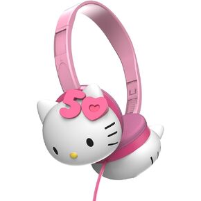 Hello Kitty 50th Anniversary Squishy Wired Headphones – Cute Over-Ear Design with Soft Squishy Earcups, Adjustable Fit, and Durable Build – Perfect for Kids, Fans, and Collectors
