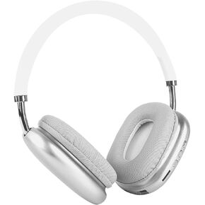 Bluetooth Wireless Over Ear Headphones with Microphone Deep Bass Foldable Lightweight Wired Headset Fitting in Sports,Home,Office for iOS/Android/Laptop-Silver