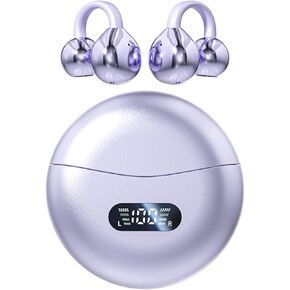 Clip-on Earbuds,Open Ear Earbuds Wireless Bluetooth 5.4, Lightweight Open Ear Headphones with C-Shaped Bridge,Slim Hook,60H Battery,Waterproof,for Glasses Wearers and Workouts (Black)