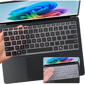 2 PCS Keyboard Cover for 2024 Microsoft Surface Laptop 7 13.8" & 15" inch US Layout Keyboard Skin-Black+Clear
