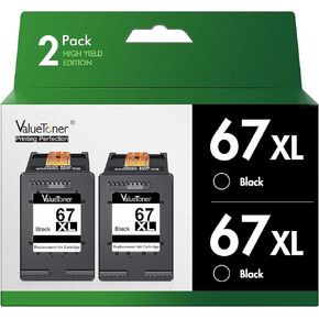 خرطوشة حبر معاد تصنيعها Valuetoner لطراز HP 62XL 62 XL للاستخدام مع طابعة Envy 5540 5640 5660 7644 7645 OfficeJet 5740 8040 OfficeJet 200 250 Series (1 أسود، 1 ثلاثي الألوان، 2 حزمة)