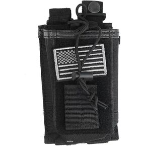 Molle Radio Pouch Holster, Tactical Molle Radio Holster Holder Case Military Heavy Duty Pouch Bag for Two Ways Walkie Talkies Adjustable Storage with 1 Pack Patch