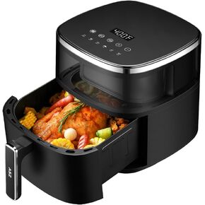 ASZ Digital Air Fryer 6 qt with Window Up - Big Airfryer 6 Presets Preheat Airfry Reheat Bake Roist Broil 400°F Airfrier 85% Oil Less,Nonstick Dishwasher-Safe Parts, Automatic Shutoff