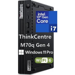 Lenovo ThinkCentre M70q Gen 4 MFF 1L Tiny PC Business Mini Desktop Computer, 32GB DDR5 RAM, 1TB PCIe SSD, 13th Gen Intel 16-Core i7-13700T, WiFi 6, RJ45, HDMI, DisplayPort, Windows 11 Pro, Befec-Toy