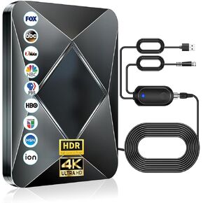 1800+ Miles Range TV Antenna Indoor, 2025 Updated Digital TV Antenna for Smart TV Indoor with Amplifier Signal Booster, HDTV Antenna for Local Channels Support 8K 4K1080p All TVs-38ft Coaxial Cable
