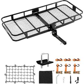 VEVOR 70" x 30" x 6", Hitch Cargo Carrier, 500 lbs Capacity with Nighttime Reflective Reminder, Folding Hitch Mount Cargo Carrier Basket with Hitch Lock for 2" Receiver, Fit for SUVs