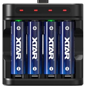 L4 + 4pcs 4150mWh Battery Combo: XTAR 4pack Rechargeable aa Batteries with Charger, L4 aa AAA Battery Charger with 4pack 4150mWh aa Batteries