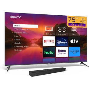 Roku 75" Plus Series Smart TV & Wireless Soundbar Bundle - RokuTV Audio