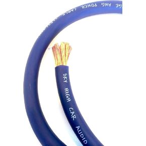 50 ft CCA 1/0 Gauge Oversized Blue Power Ground Wire Sky High Car Audio