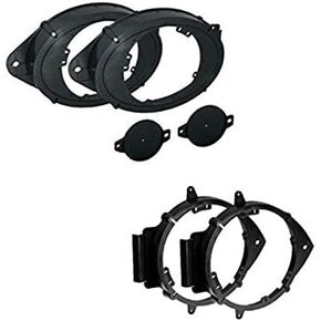 2 Pair 6" 6.5" 6.75" (or 6x9 Front) Car Speaker + Tweeter Adapter Install Mount Bracket Plates -Made for Chevrolet GMC: 2023-2024 Colorado, Silverado, Suburban, Tahoe, Canyon, Sierra, Yukon